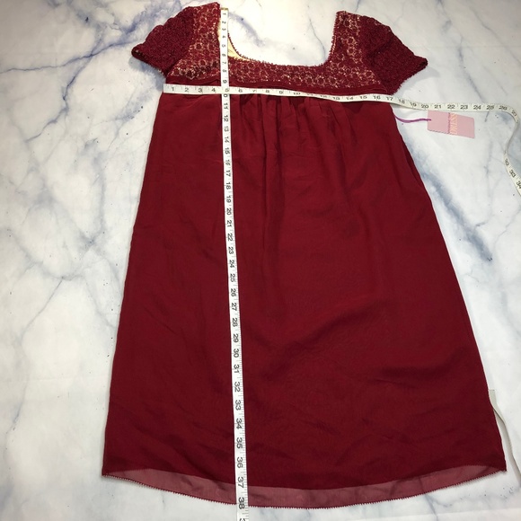Vivienne Tam DRESS Red Silk Lace Yoke Shift Dress - Picture 6 of 8